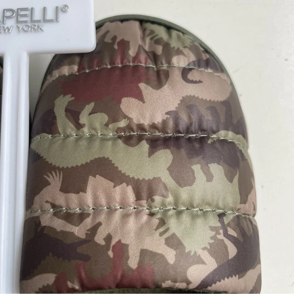 Capelli New York Slippers Dinosaur Camo Lined Traction Soles Olive Army Green